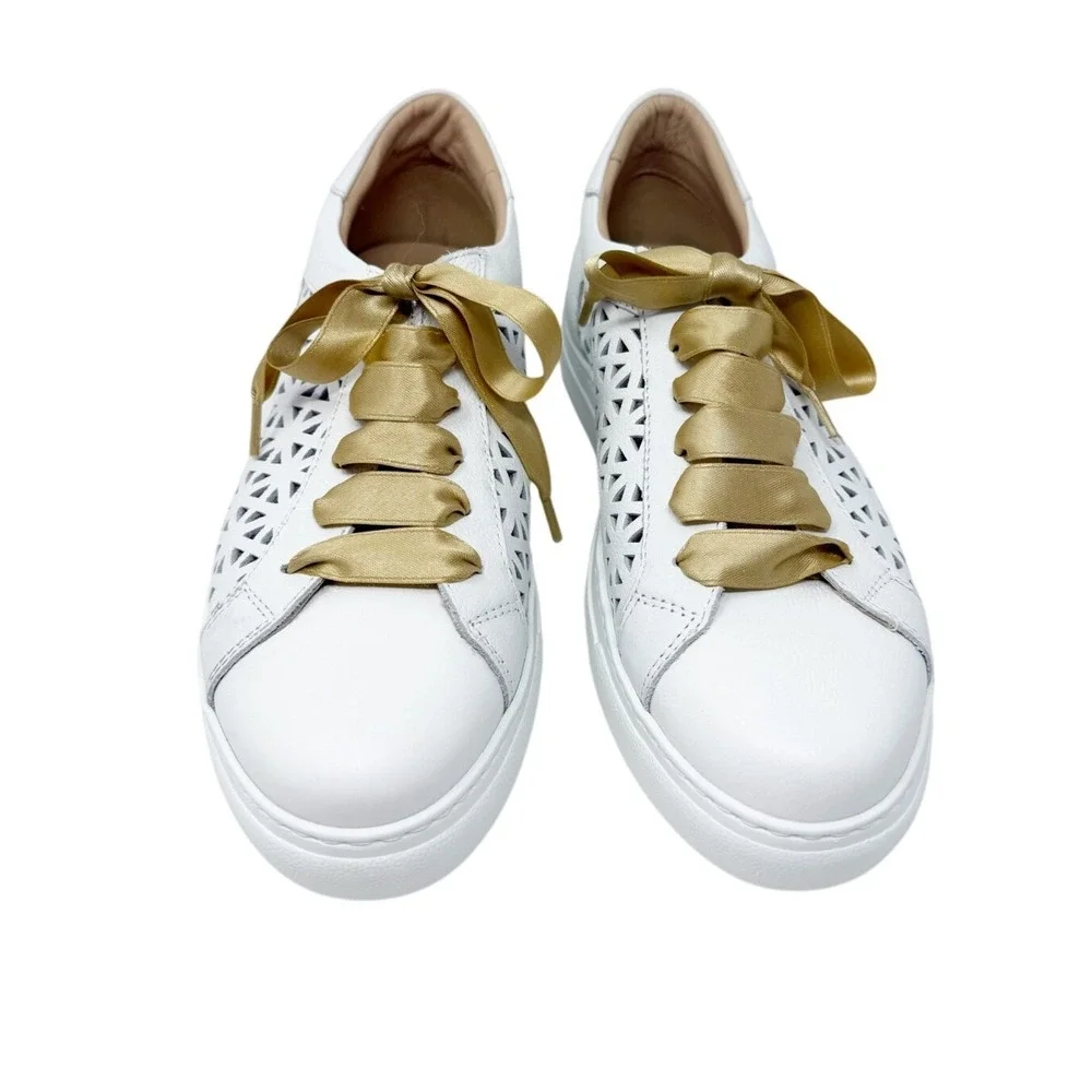 Clorinda Antinori The Zoe‎ Viking Bianco Leather Cutout Sneaker 38 (US 8)